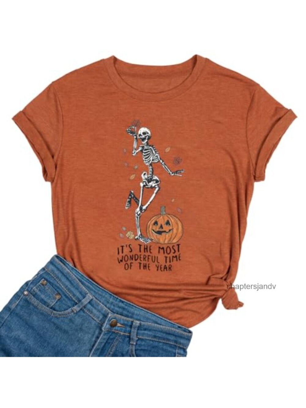 Cotton Blend Halloween Pumpkin Graphic Tee Short Sleeve Crew Neck Fall